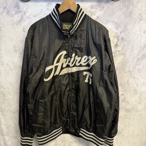 Avirex Jacket Mens Large Black Windbreaker Full Zip Bomber